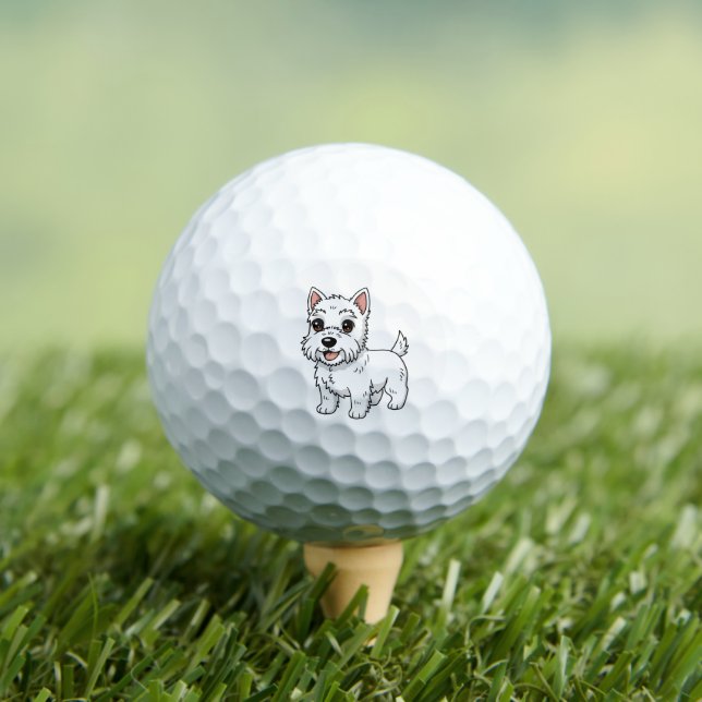 Cute West Highland White Terrier Dog Golf Balls (Insitu Tee)