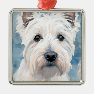 CUTE WEST HIGHLAND WHITE TERRIER DOG METAL ORNAMENT