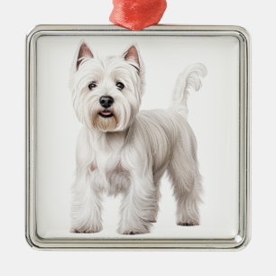 CUTE WEST HIGHLAND WHITE TERRIER DOG METAL ORNAMENT