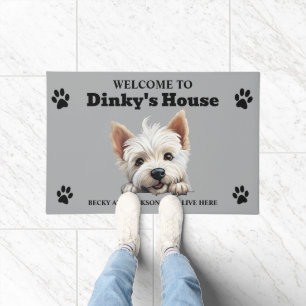 Cute West Highland White Terrier Dog Photo Doormat