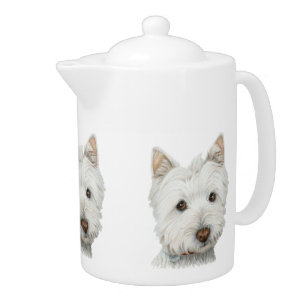 Cute West Highland White terrier dog teapot