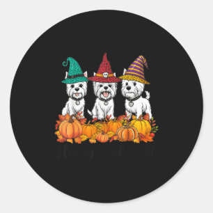 Cute West Highland White Terrier Happy Fall Ya'll Classic Round Sticker