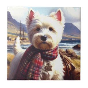 Cute West Highland White Terrier Painting Ceramic Tile
