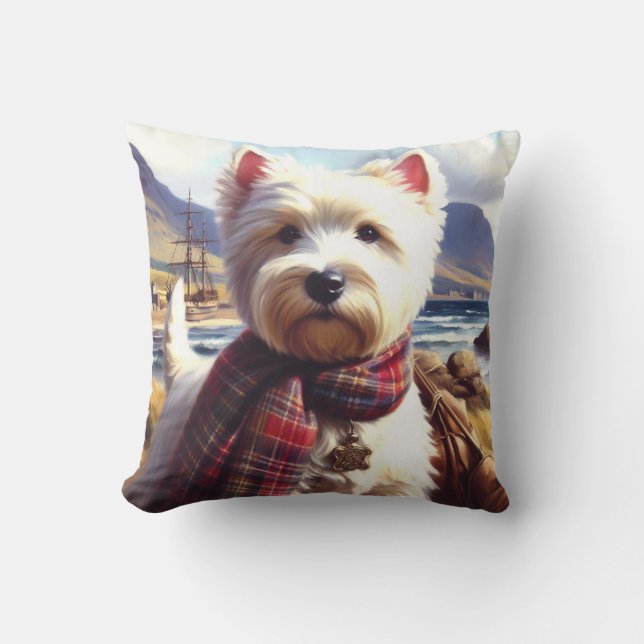 Cute West Highland White Terrier Painting Cushion (Front)