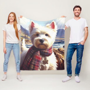 Cute West Highland White Terrier Painting Fleece Blanket