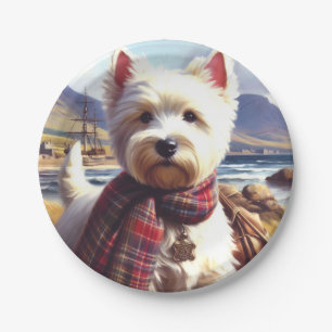 Cute West Highland White Terrier Painting Paper Plate