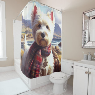 Cute West Highland White Terrier Painting Shower Curtain
