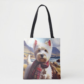 Cute West Highland White Terrier Painting Tote Bag