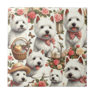 Cute West Highland White Terrier Seamless Ceramic Tile