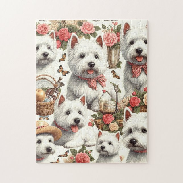 Cute West Highland White Terrier Seamless Jigsaw Puzzle (Vertical)