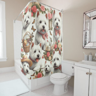 Cute West Highland White Terrier Seamless Shower Curtain