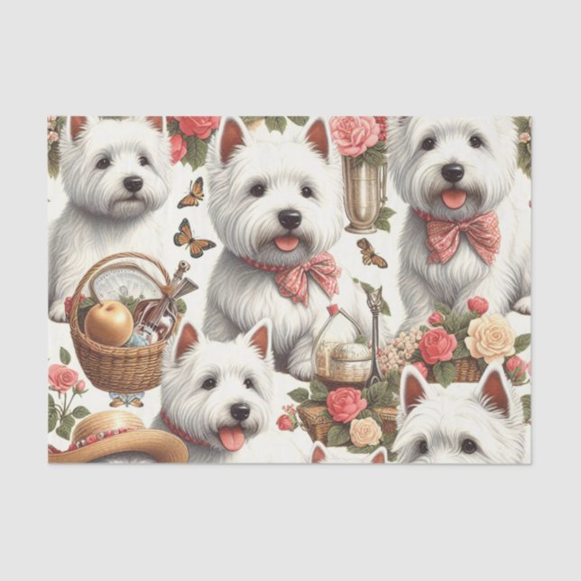Cute West Highland White Terrier Seamless Tissue Paper (Front)