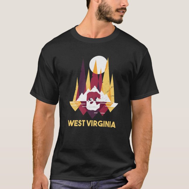 Cute West Virginia Allegheny Mountains Bear WV Ret T-Shirt (Front)