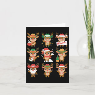 Cute Western Christmas Reindeer Howdy Characters Card