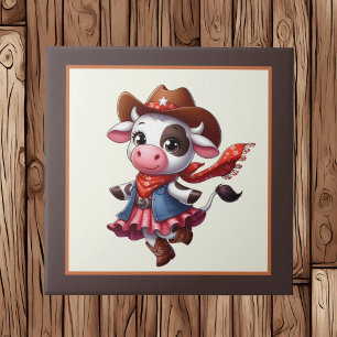 Cute Western cow lovers  Ceramic Tile