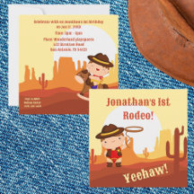 Cute Western Cowboy 1st rodeo Age 1 birthday