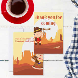 Cute Western Cowboy 1st rodeo Age 1 birthday Thank You Card