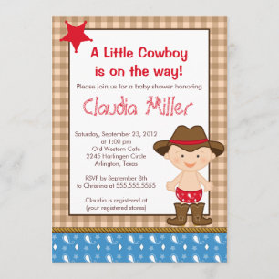 Cute Western Cowboy Baby Shower Invitation