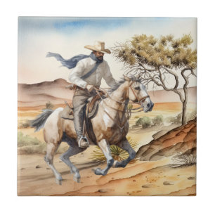 cute Western cowboy desert Ceramic Tile