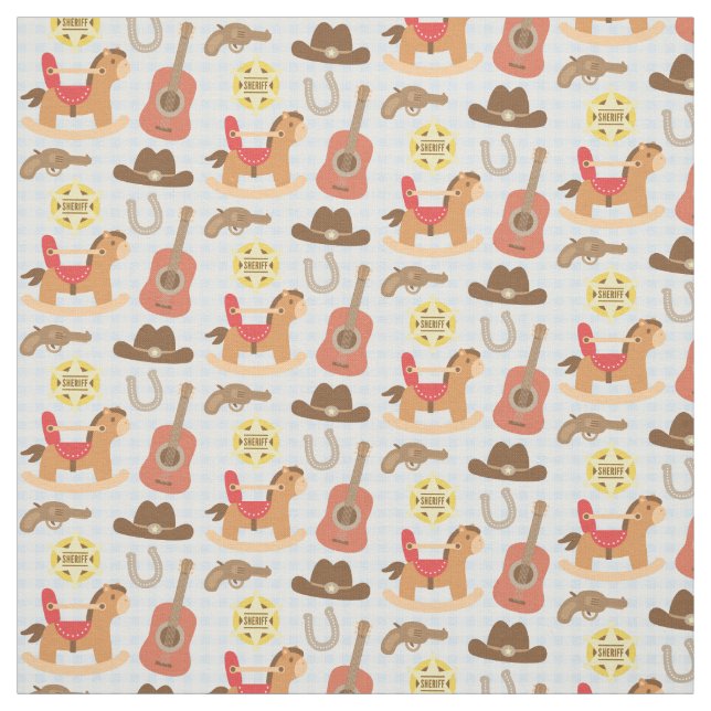 Cute Western Cowboy Pattern For Baby Boys Fabric (Swatch)