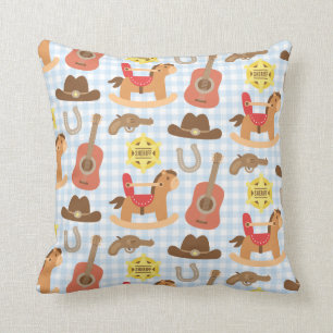 Cute Western Cowboy Pattern Nursery Room Decor Cushion