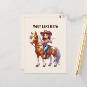 Cute Western Cowgirl add message  Postcard