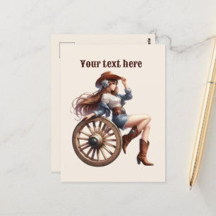 Cute Western Cowgirl add message  Postcard