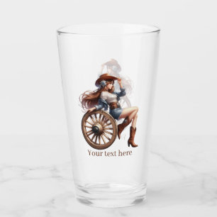 Cute Western Cowgirl add text Glass