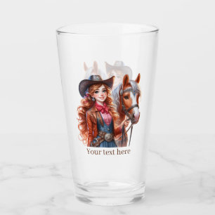 Cute Western Cowgirl add text Glass