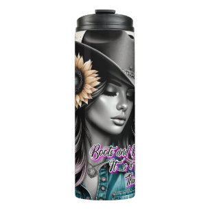 Cute Western Cowgirl Thermal Tumbler