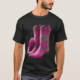 Cute Western Cowgirls Let's Go Girls Cowboy Boots T-Shirt