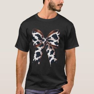Cute Western Cowprint Bow Coquette Aesthetic Cowgi T-Shirt