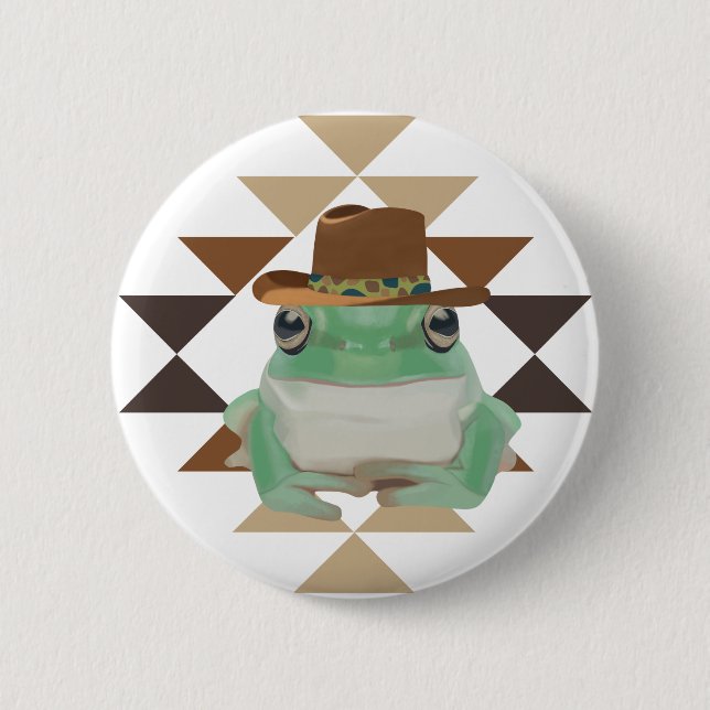 Cute Western Frog With Cowboy Hat 6 Cm Round Badge (Front)