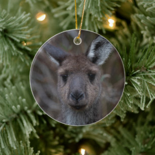 Cute Western Grey Kangaroo Face Australia Animal Ceramic Ornament