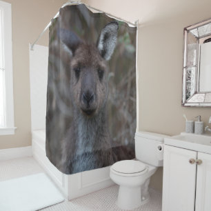 Cute Western Grey Kangaroo Face Australia Shower Curtain
