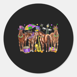 Cute Western Horse Mardi Gras Funny Mardi Gras Day Classic Round Sticker