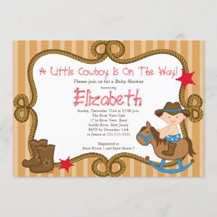 Cute Western Little Cowboy Baby Shower Invitations