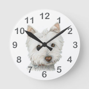 Cute Westie dog art Wall Clock