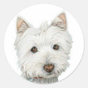 Cute Westie Dog Classic Round Sticker