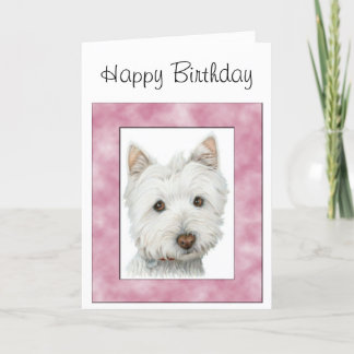 Cute Westie Dog in Pink Frame Art Card