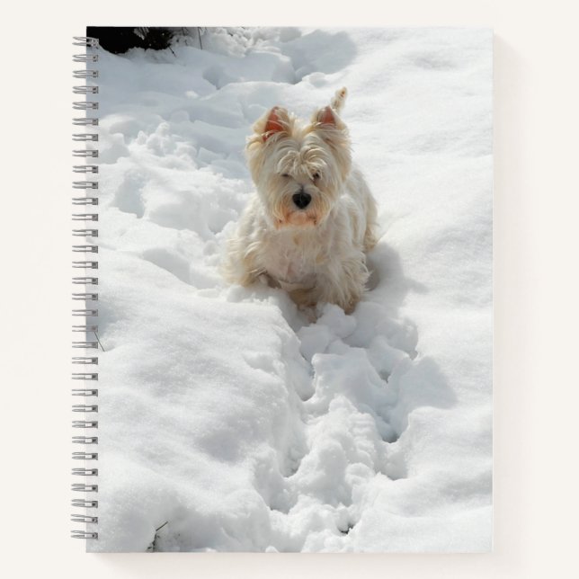 Cute Westie Dog in the Snow Notebook Journal (Front)