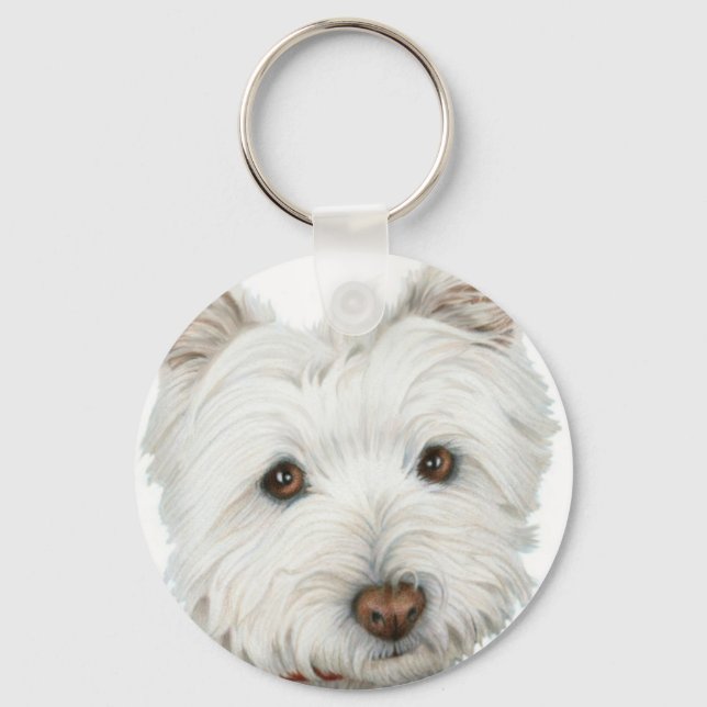 Cute Westie Dog Key Ring (Front)