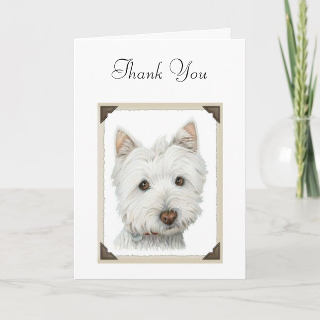 Cute Westie Dog Thank You Card (Front)
