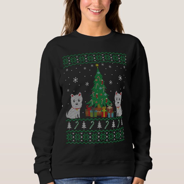 Cute Westie Dog Ugly Christmas Sweater For Dog (Front)