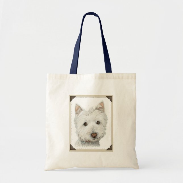 Cute Westie Dog with torn paper edges design Tote Bag (Front)