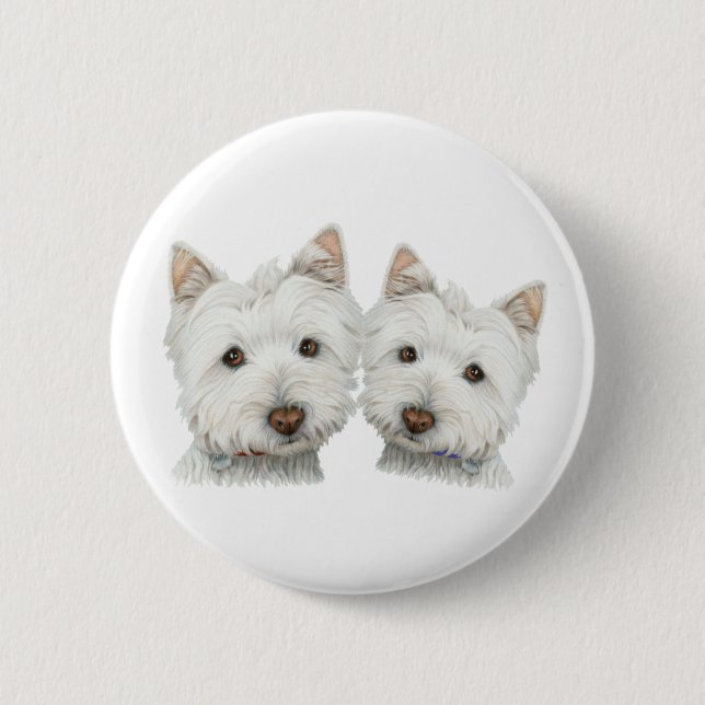 Cute Westie Dogs 6 Cm Round Badge (Front)