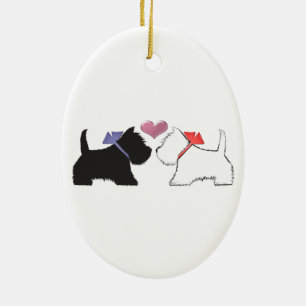 Cute Westie Dogs Art Ceramic Ornament