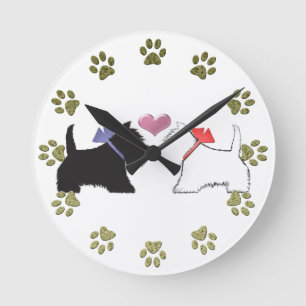 Cute Westie Dogs Art Round Clock