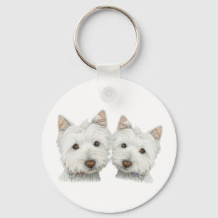 Cute Westie Dogs Key Ring