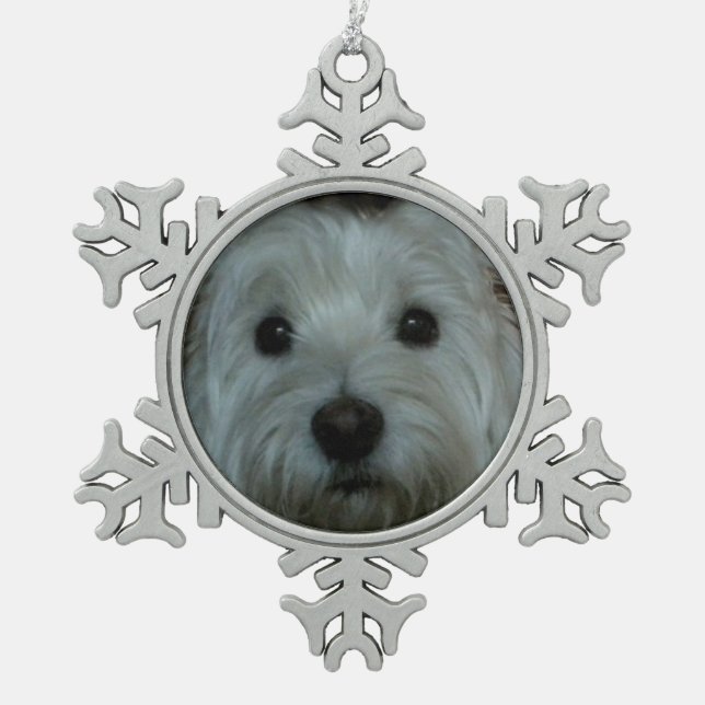 Cute Westie Face Snowflake Ornament (Front)